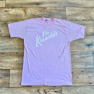 Vintage 80s Hershey Kiss I'm Kissable Pink Tee Shirt